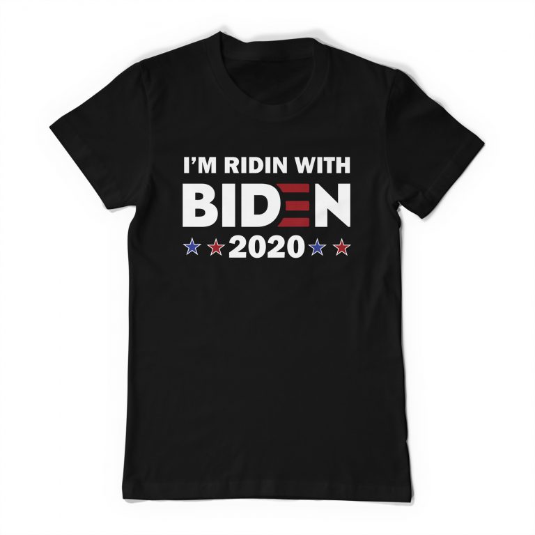 I'm Ridin With Biden 2020 Tee Shirt Riding with Joe Biden Black Blue T-Shirt - Image 2