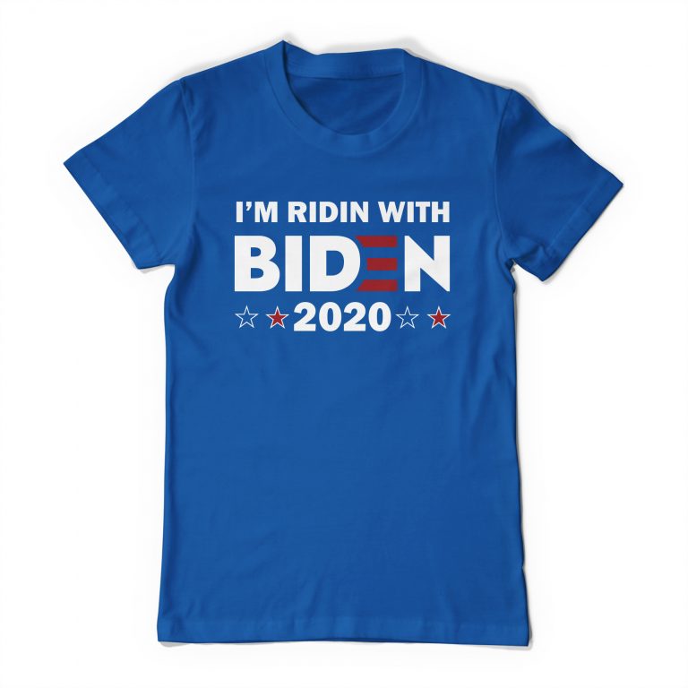 I'm Ridin With Biden 2020 Tee Shirt Riding with Joe Biden Black Blue T-Shirt - Image 4