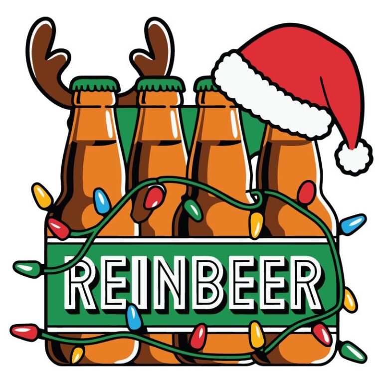 Reinbeer 6 Pack with Santa Hat and Festive Christmas Lights