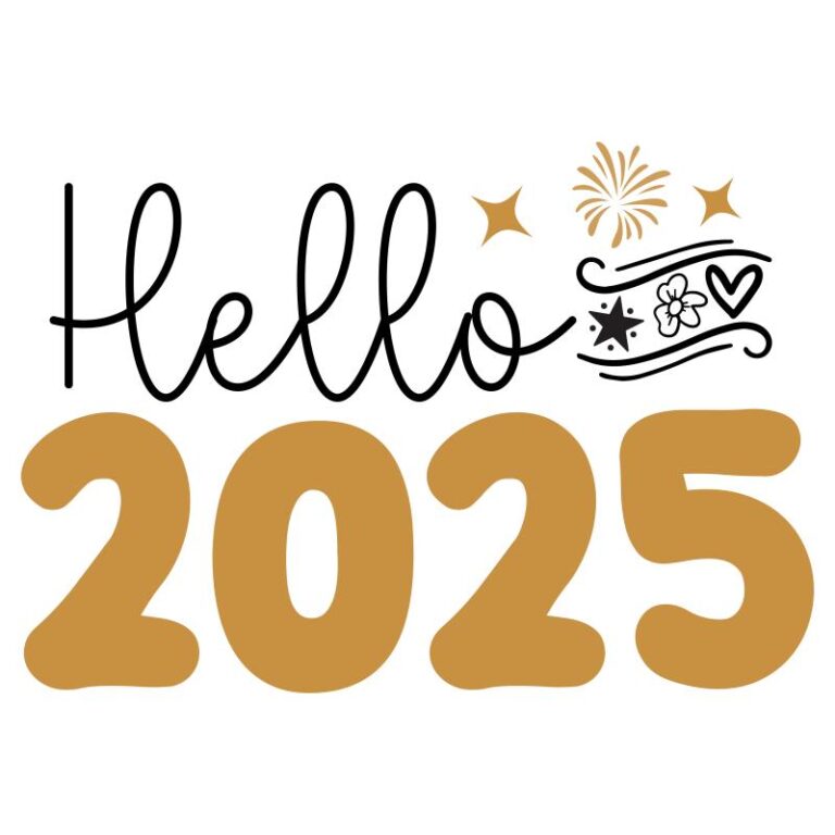 Hello 2025 DTF Transfer - Gold Fireworks and Festive Design for New Year Celebrations - Iron On DIY Heat Transfer