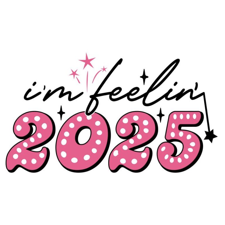 I’m Feelin’ 2025 Retro New Year DTF Transfer - Polka Dot Stars Theme - Iron On DIY Heat Transfer