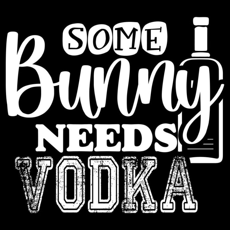 Funny Easter DTF transfer design with the phrase "Some Bunny Needs Vodka" featuring a bold font and bottle graphic.